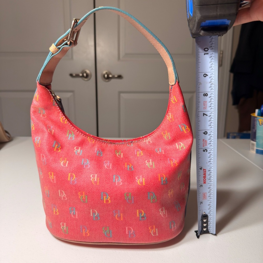 Dooney & Bourke Rainbow Monogram Red Coated Canvas Hobo Bag Y2K Vintage Medium - Picture 16 of 16
